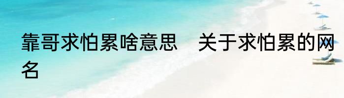 靠哥求怕累啥意思　关于求怕累的网名