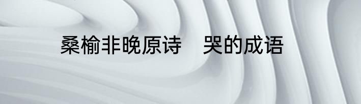 桑榆非晚原诗　哭的成语