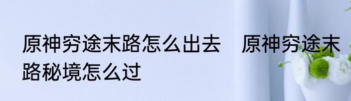 原神穷途末路怎么出去　原神穷途末路秘境怎么过