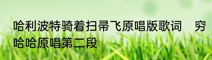 哈利波特骑着扫帚飞原唱版歌词　穷哈哈原唱第二段
