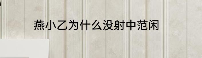 燕小乙为什么没射中范闲