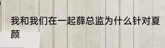 我和我们在一起薛总监为什么针对夏颜