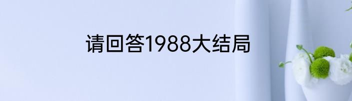 请回答1988大结局
