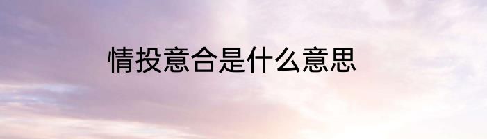 情投意合是什么意思