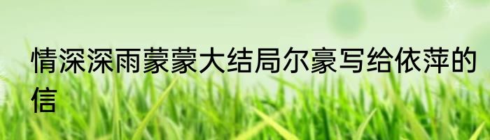 情深深雨蒙蒙大结局尔豪写给依萍的信