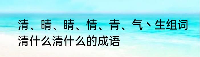 清、晴、睛、情、青、气丶生组词　清什么清什么的成语