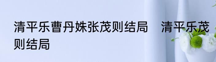 清平乐曹丹姝张茂则结局　清平乐茂则结局