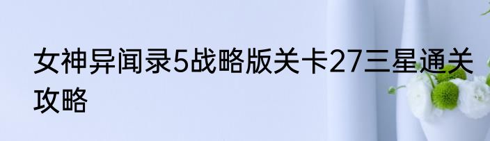 女神异闻录5战略版关卡27三星通关攻略