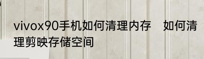 vivox90手机如何清理内存　如何清理剪映存储空间