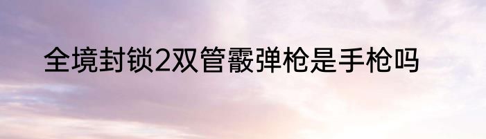全境封锁2双管霰弹枪是手枪吗