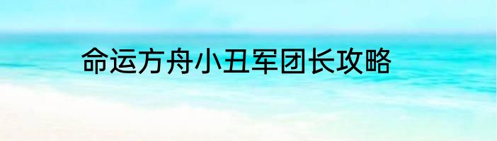 命运方舟小丑军团长攻略