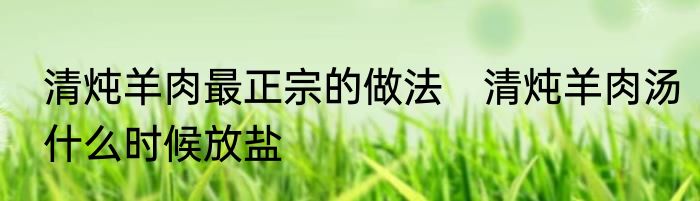 清炖羊肉最正宗的做法　清炖羊肉汤什么时候放盐