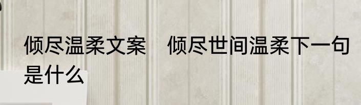 倾尽温柔文案　倾尽世间温柔下一句是什么