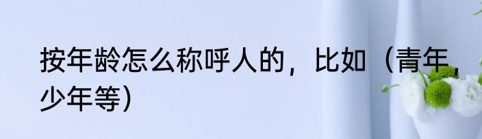 按年龄怎么称呼人的，比如（青年，少年等）