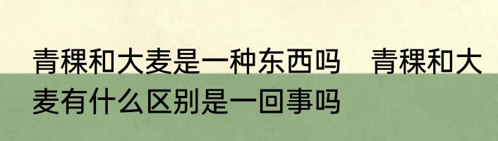 青稞和大麦是一种东西吗　青稞和大麦有什么区别是一回事吗