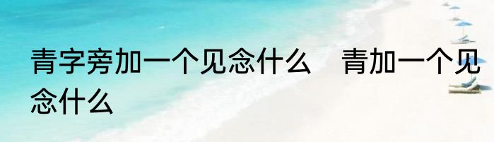 青字旁加一个见念什么　青加一个见念什么