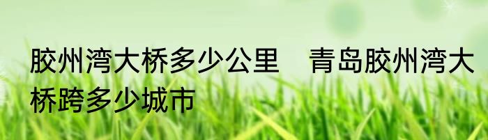 胶州湾大桥多少公里　青岛胶州湾大桥跨多少城市