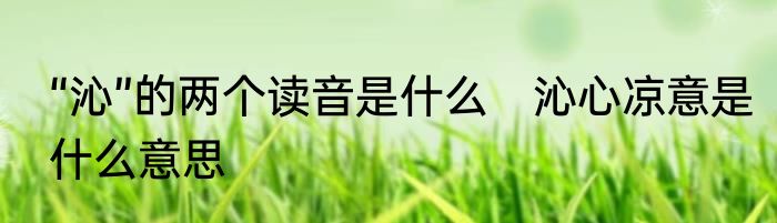 “沁”的两个读音是什么　沁心凉意是什么意思