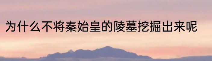 为什么不将秦始皇的陵墓挖掘出来呢