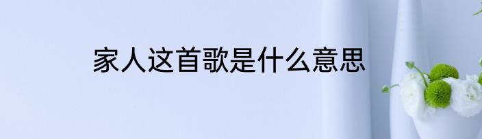 家人这首歌是什么意思