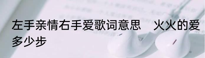 左手亲情右手爱歌词意思　火火的爱多少步