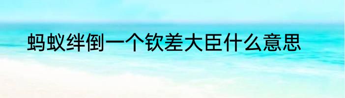 蚂蚁绊倒一个钦差大臣什么意思