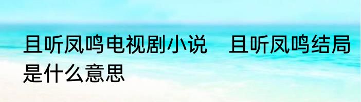 且听凤鸣电视剧小说　且听凤鸣结局是什么意思