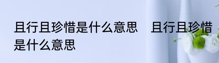 且行且珍惜是什么意思　且行且珍惜是什么意思