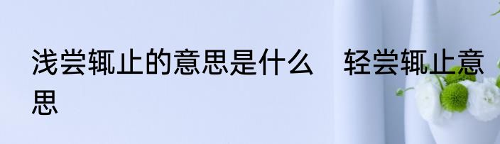 浅尝辄止的意思是什么　轻尝辄止意思