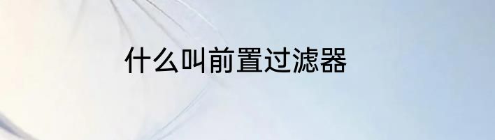 什么叫前置过滤器