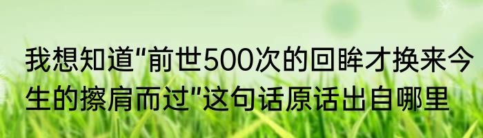 我想知道“前世500次的回眸才换来今生的擦肩而过”这句话原话出自哪里