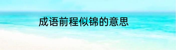 成语前程似锦的意思