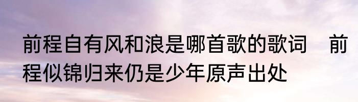 前程自有风和浪是哪首歌的歌词　前程似锦归来仍是少年原声出处