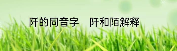 阡的同音字　阡和陌解释