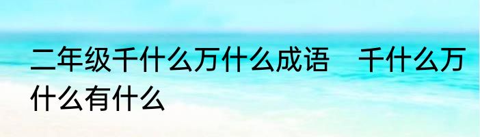 二年级千什么万什么成语　千什么万什么有什么