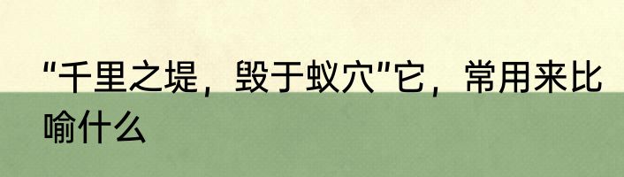 “千里之堤，毁于蚁穴”它，常用来比喻什么