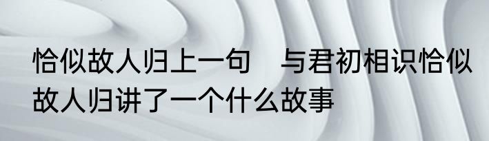 恰似故人归上一句　与君初相识恰似故人归讲了一个什么故事