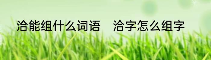 洽能组什么词语　洽字怎么组字