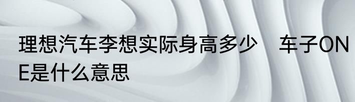 理想汽车李想实际身高多少　车子ONE是什么意思