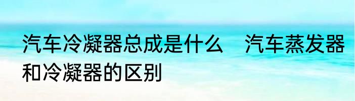 汽车冷凝器总成是什么　汽车蒸发器和冷凝器的区别