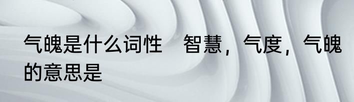 气魄是什么词性　智慧，气度，气魄的意思是