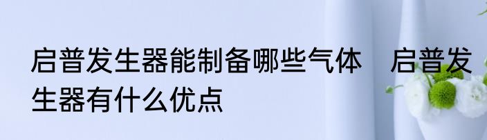 启普发生器能制备哪些气体　启普发生器有什么优点