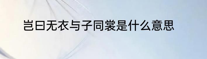 岂曰无衣与子同裳是什么意思