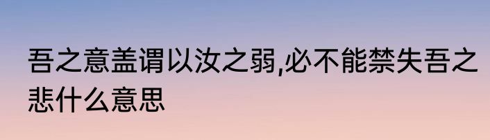 吾之意盖谓以汝之弱,必不能禁失吾之悲什么意思