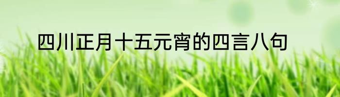 四川正月十五元宵的四言八句