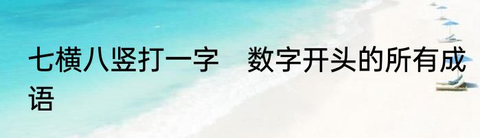 七横八竖打一字　数字开头的所有成语