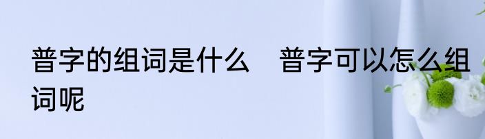 普字的组词是什么　普字可以怎么组词呢