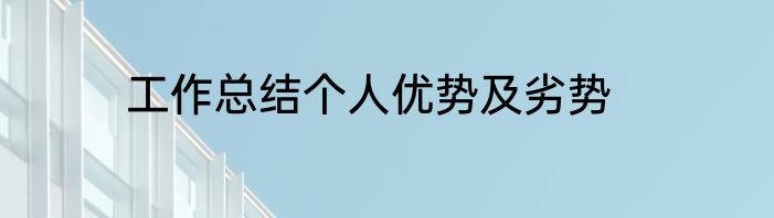 工作总结个人优势及劣势