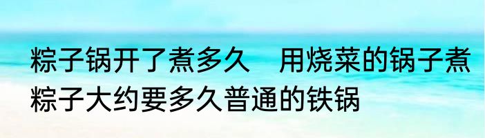 粽子锅开了煮多久　用烧菜的锅子煮粽子大约要多久普通的铁锅