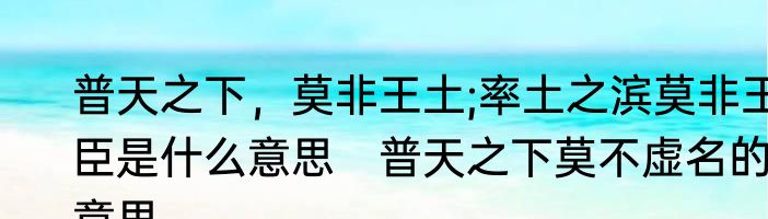 普天之下，莫非王土;率土之滨莫非王臣是什么意思　普天之下莫不虚名的意思